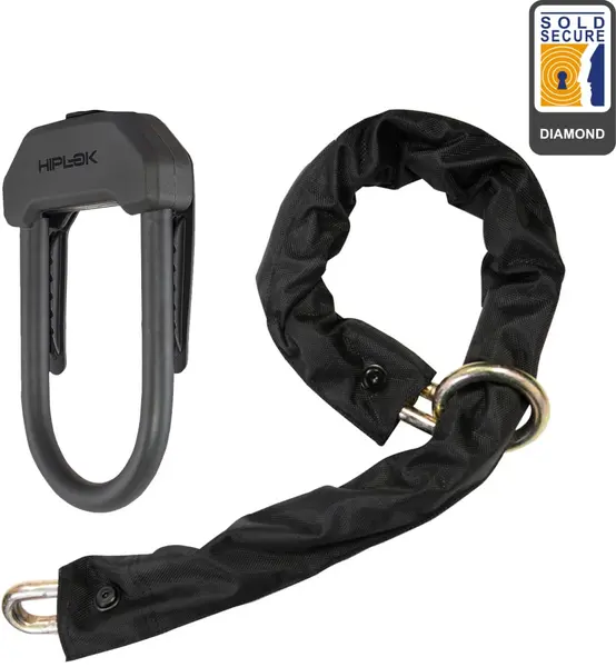 Image of Hiplok DXXL D-Lock and Chain Combo Sold Secure Diamond NO SIZE BLACK