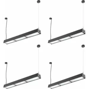 Image of 4 PACK Low Bay Warehouse Pendant Light - 100W Daylight White LED - Matt Black
