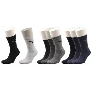 Image of Puma Crew Socks UK Size 9-11 Brown Mix Pack of 3