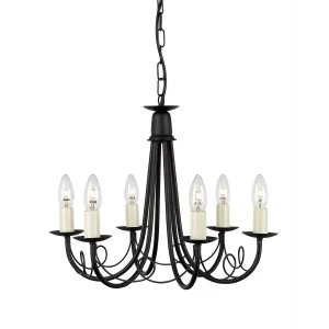 Image of 6 Light Chandelier Black Finish, E14