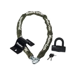 Image of Master Lock Security Kit Mini D Lock Anchor & Chain 1.5m x 8mm