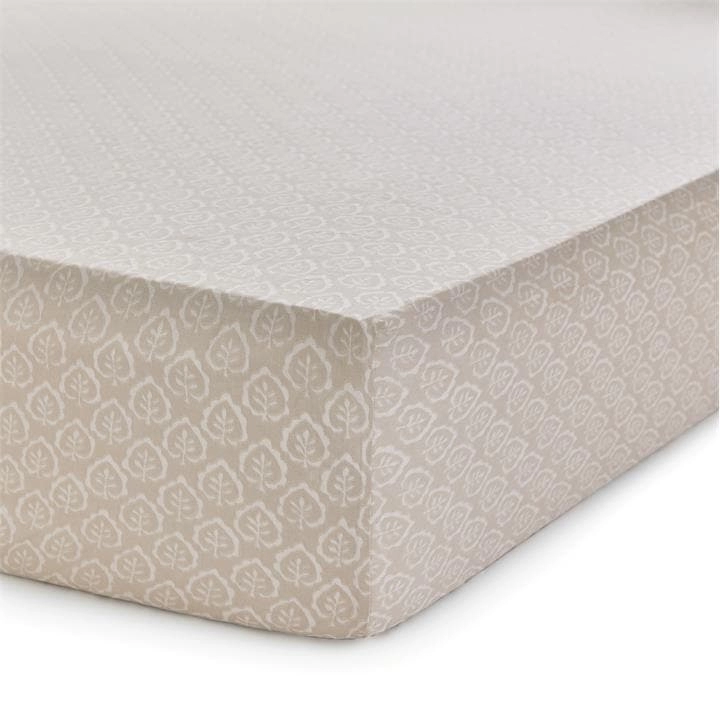 Image of Sanderson Natural Cotton Sateen 'Cantaloupe' Fitted Sheet - double
