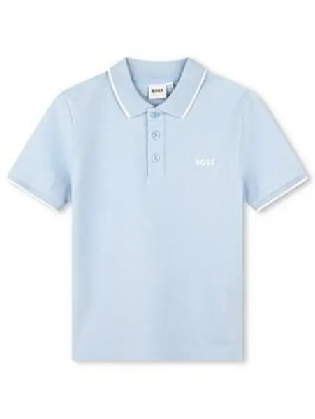 Image of Boss Blue Junior Polo Shirt In Cotton Pique L/Blue Boys 14Y 209894UK