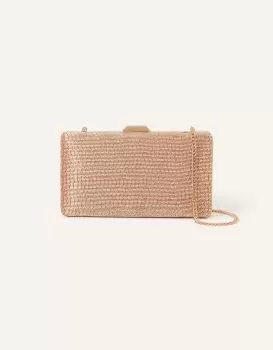 Image of Accessorize Womens Beaded Hardcase Clutch Bag Nude