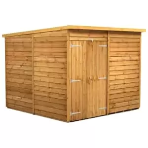 Image of Power Sheds 8 x 8ft Double Door Pent Overlap Dip Treated Windowless Shed