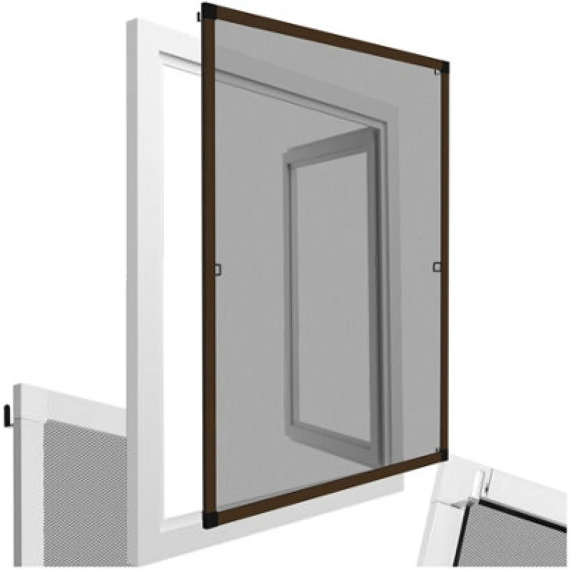 Image of Tectake Fly Screen - For Window Frame, Individually Adjustable 100 X 120 Cm - Brown