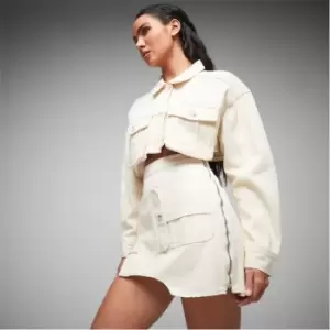 Image of Missguided Co Ord Utility Pocket Denim Skirt - White