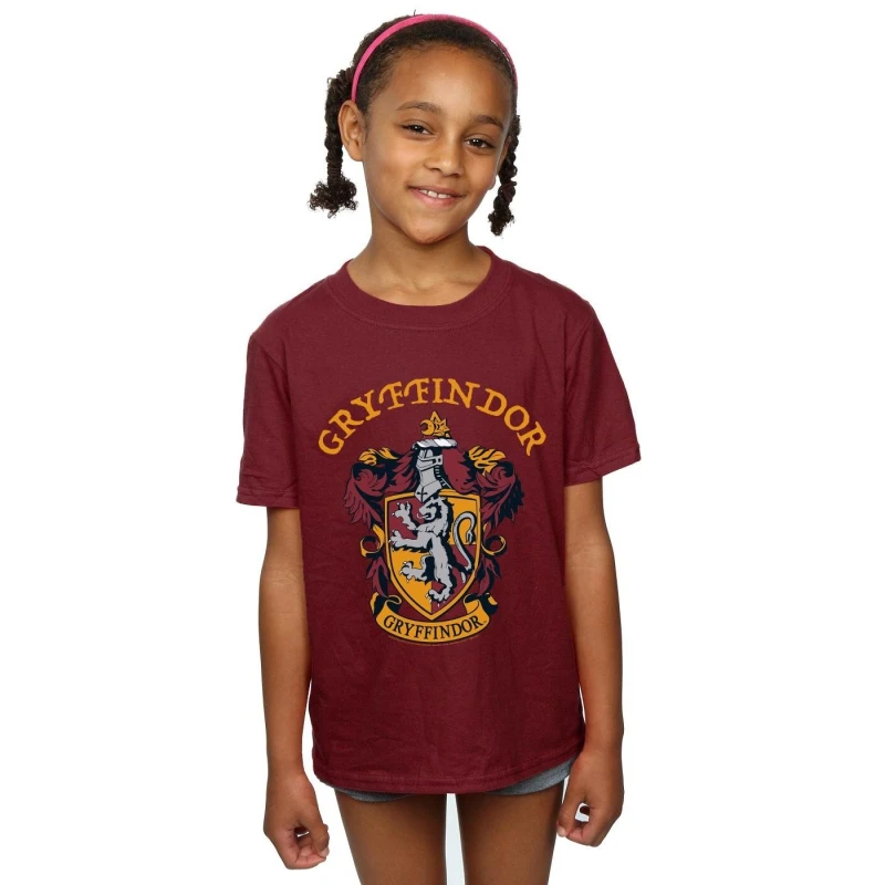 Image of Harry Potter Gryffindor Crest Cotton T-Shirt Burgundy female