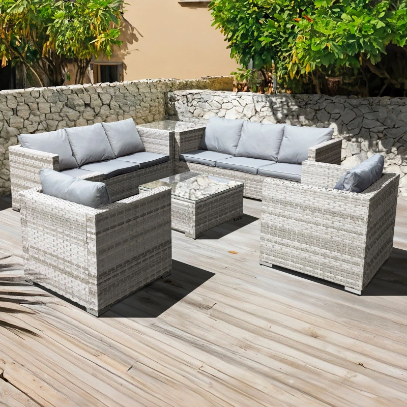 Image of Oseasons Malta Rattan 8 Seat Corner Set in Dove Grey Grey Unisex
