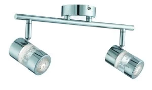Image of LED 2 Light Bathroom Spotlight Bar Chrome Bubble Effect IP44