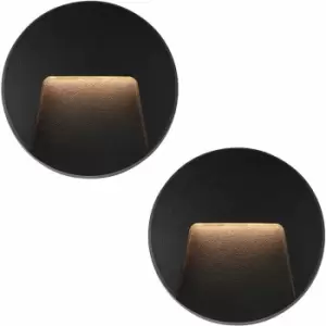 Image of Loops - 2 pack Round Outdoor IP65 Pathway Guide Light - Indirect cct LED - Black abs