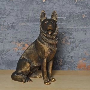 Image of German Shepherd Bronze Effect Sculpture 20cm