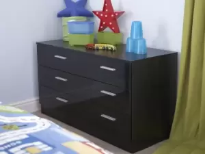 Image of GFW Ottawa Black High Gloss 6 Drawer Chest of Drawers Flat Packed