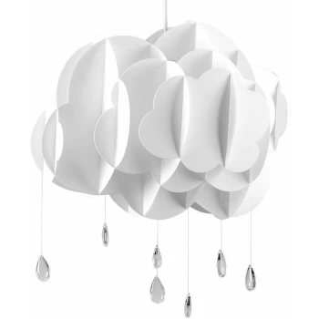 Image of 45cm Childrens Bedroom White Rain Cloud Acrylic Jewel Raindrop Water Droplets Ceiling Pendant Light Shade - No Bulb
