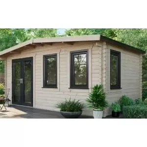 Image of Power Sheds 10 x 16ft Left Hand Door Apex Chalet Log Cabin