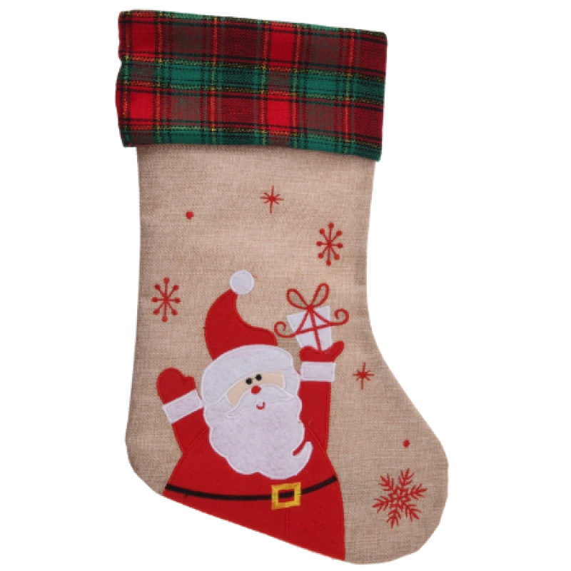 Image of Holly Jolly Christmas Christmas Sock with Santa Claus - 42cm Sock_Santa-JV1210