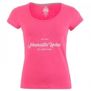 Image of Team Newcastle United Crest Print T Shirt Ladies - Pink