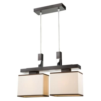 Image of Lamkur Lighting - Amelia Bar Pendant Ceiling Light With Square Shades Wenge, 2x E27