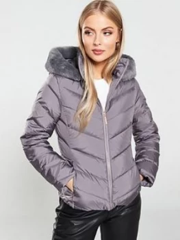 Image of Ted Baker Laiya Short Padded Coat - Grey, Size 3=12, Women