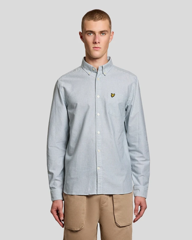 Image of Lyle & Scott Mens Stripe Oxford Shirt in White