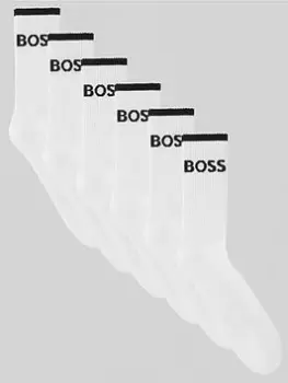 Image of BOSS Bodywear 6 Pack Qs Stripe Cc Socks, White, Size 6-8.5, Men