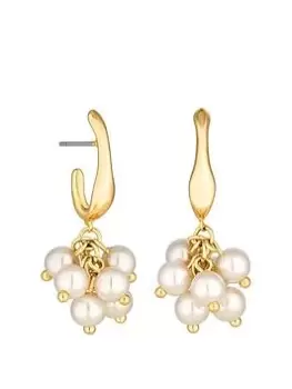 Image of Mood Mood Gold Cream Pearl Cluster Drop Earrings