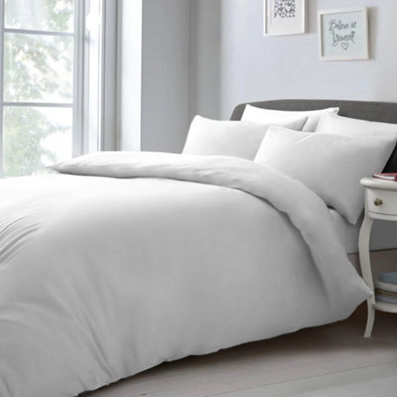 Image of Velosso Chic Microfibre Duvet Cover & Pillowcase Set with Button Closure in White Size: Double White Unisex Double