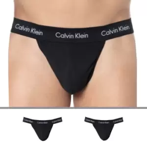 Image of Calvin Klein 2-Pack Cotton Stretch Thongs - Black L