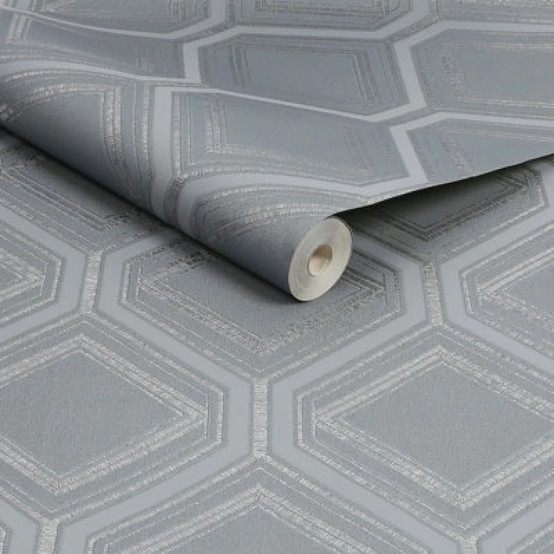 Image of Superfresco Superfresco Savile Row Geometric Slate Grey Wallpaper in White White One Size Unisex 5011583541168