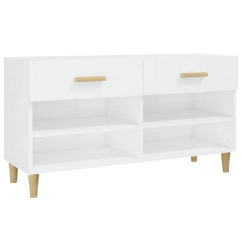Image of Vidaxl Shoe Cabinet High Gloss White 102X35X55cm Engineered Wood