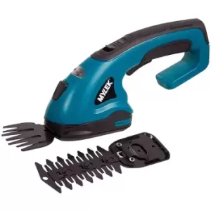 Image of Mylek 2-in-1 Li-ion Cordless Hedge Trimmer & Grass Shears With 2 Blades - Green & Black