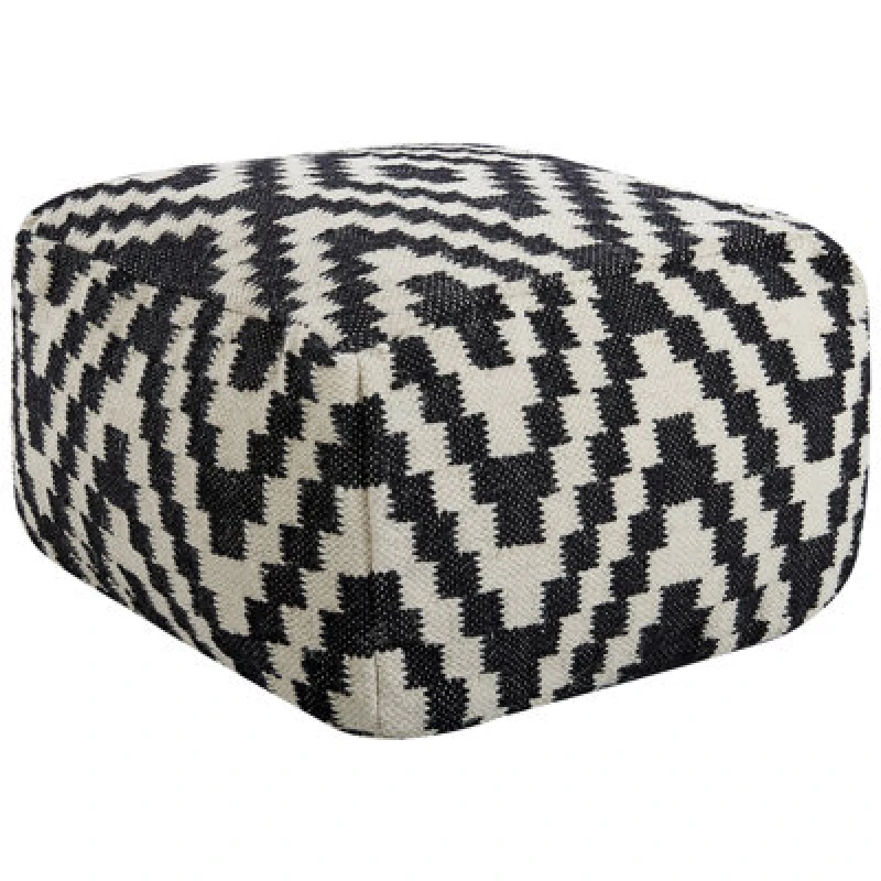 Image of Beliani Pouffe Knidos Wool Black/ White