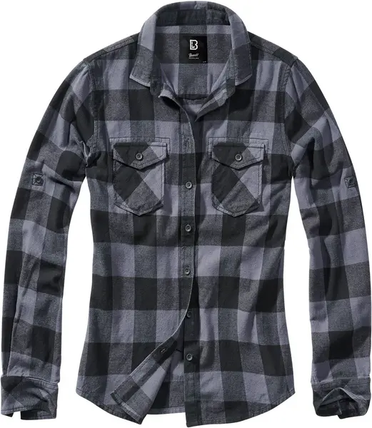 Image of Brandit Amy Flannel Checkshirt Flanel Shirt Black grey