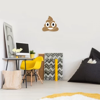 Image of Emoji - 13 Brown White Black Decorative Wooden Wall Accessory