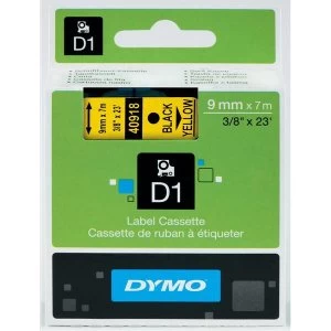 Image of Dymo 40918 Black On Yellow Label Tape 9mm x 7m