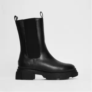 Image of Missguided Faux Leather Chunky Ankle Boots - Black