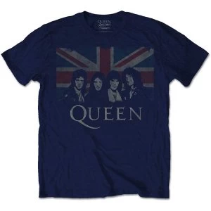 Image of Queen - Vintage Union Jack Unisex Medium T-Shirt - Blue