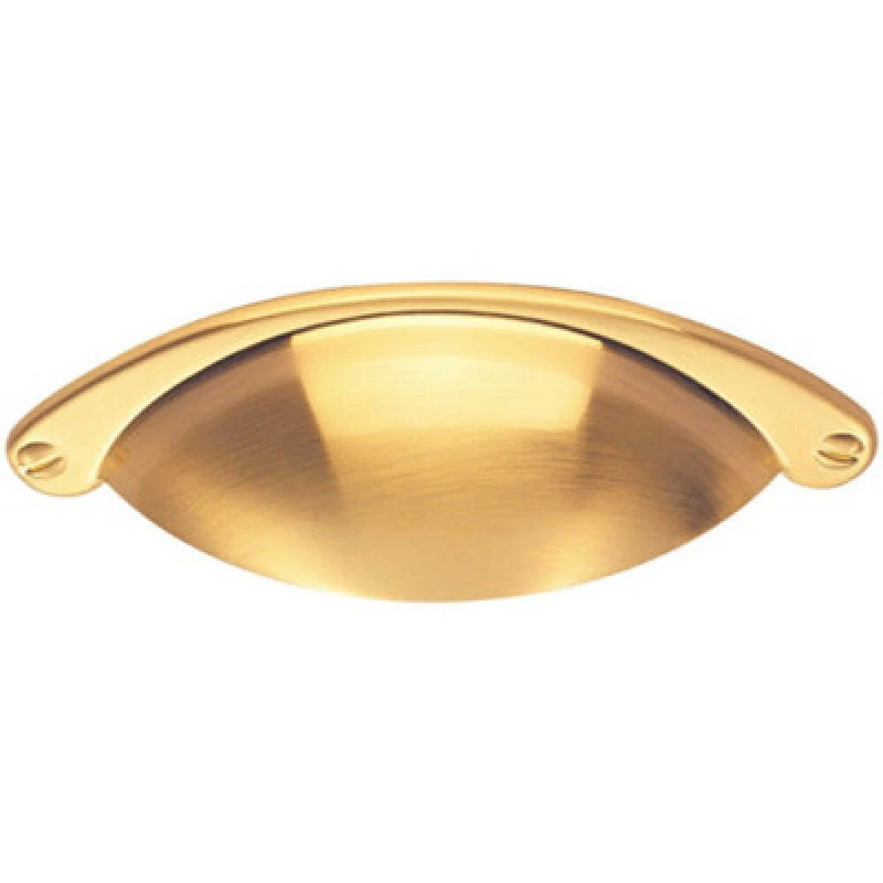 Image of Loops Traditional Cup Pull Handle 104 x 26mm 64mm Fixing Centres Satin Brass Metallics unisex