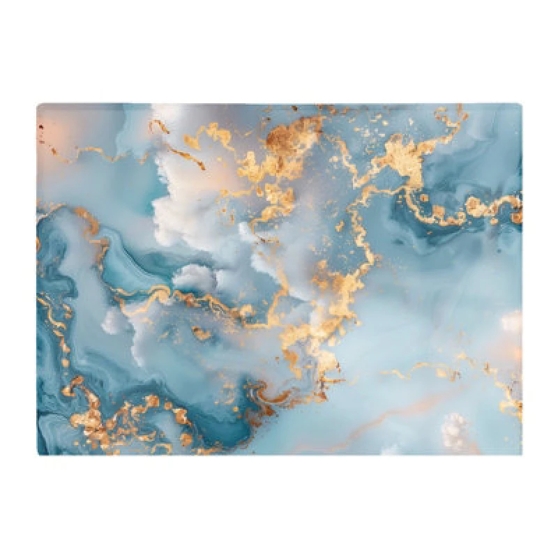 Image of Warren Reed Designer Blue And Gold Marble Effect Chopping Board