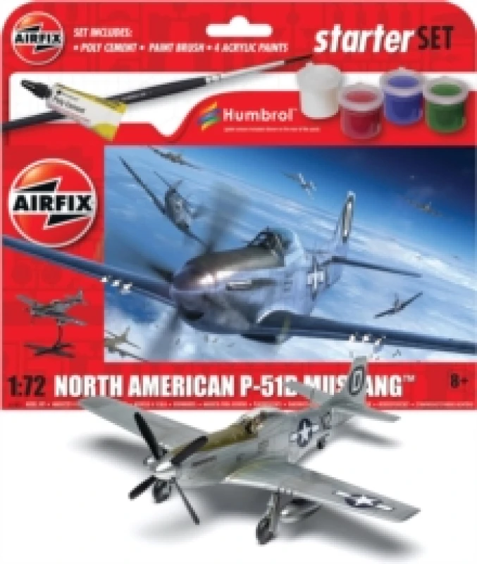 Image of Airfix Starter Set North American P 51D Mustang Model Kit Multi unisex