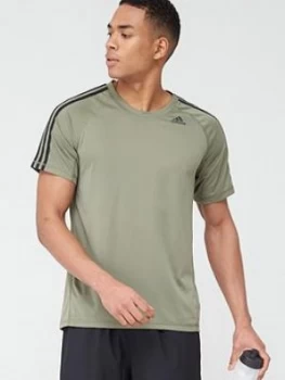 Image of Adidas 3 Stripe Training T-Shirt - Green