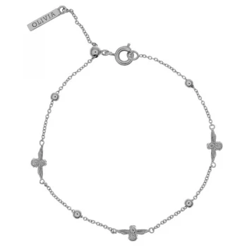 Image of Ladies Olivia Burton Silver Plated Moulded Bee & Ball Chain Bracelet
