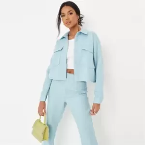 Image of Missguided Cropped Boucle Shirt - Blue