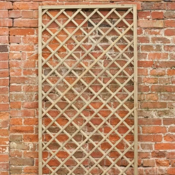 Image of Forest 511" x 2'11" Hidcote Decorative Diamond Wooden Lattice Trellis (1.8m x 0.9m) - Pressure Treated