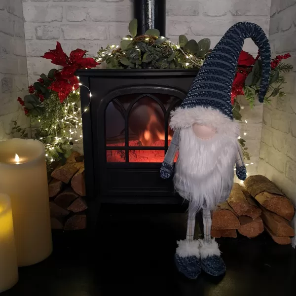 Image of 98cm Christmas Standing Gonk Decoration with Navy Crushed Velvet Hat