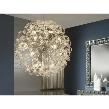 Image of Schuller Lighting - Schuller Nova - 15 Light Dimmable Crystal Ribbon Ceiling Pendant with Remote Control Chrome, G9