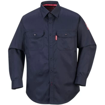 Image of Portwest - FR89NARM - sz M Bizflame 88/12 FR Shirt - Navy