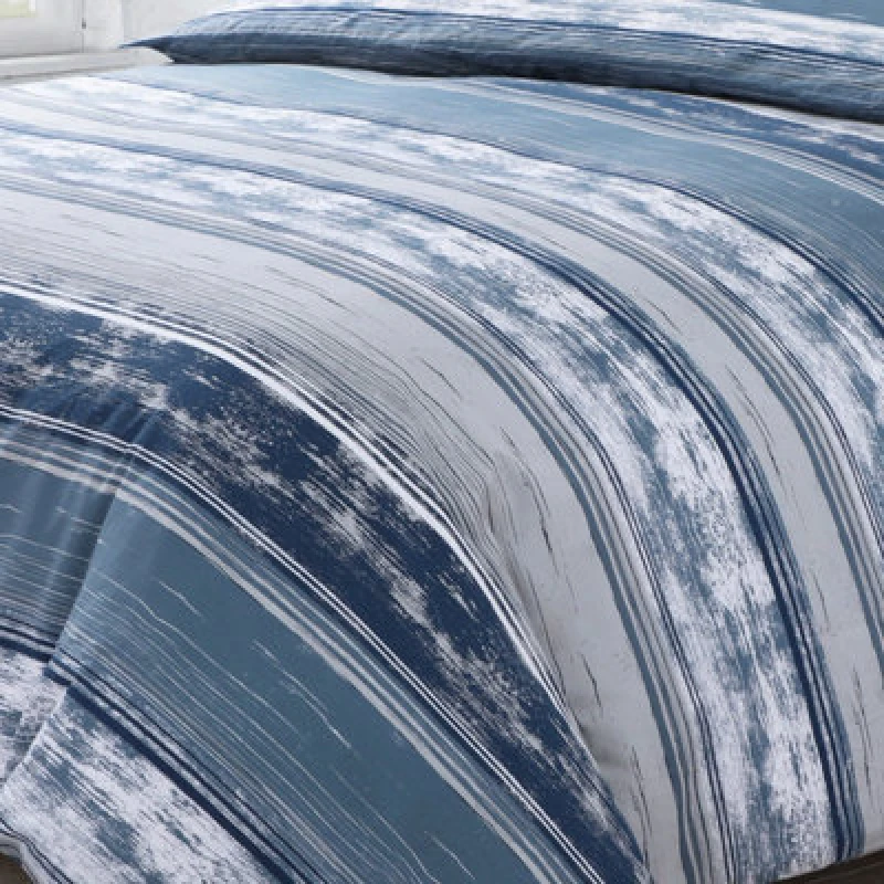 Image of Velosso Contemporary Bedding Set With Button Enclosure - Breathable Cotton Blend Duvet Cover & Pillowcase Set, Machine Washable - Blue