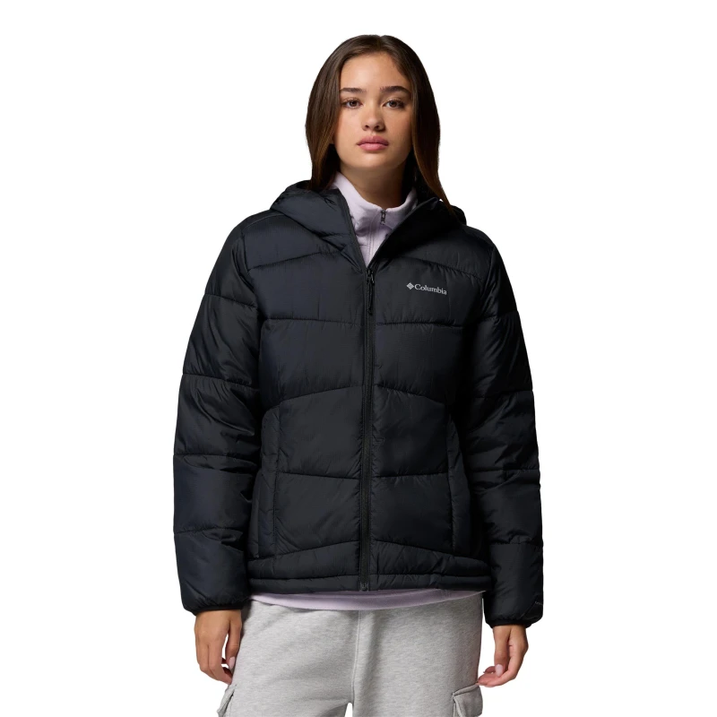 Image of Columbia Womens Fivemile Butte Water-Resistant Hooded Insulated Puffer Jacket Black female 10 (S)