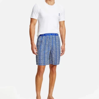 Image of Calvin Klein Mens Short Sleeve T-Shirt + Shorts Pj Set - White Top/Overstock logo - L